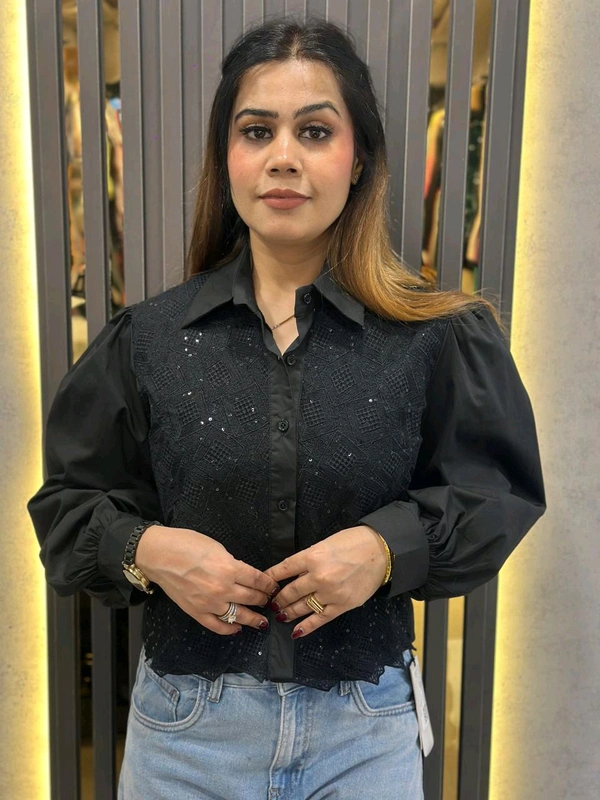 131498 Classic Lace Botton-Up Shirt- Eleavate Your Wardrobe