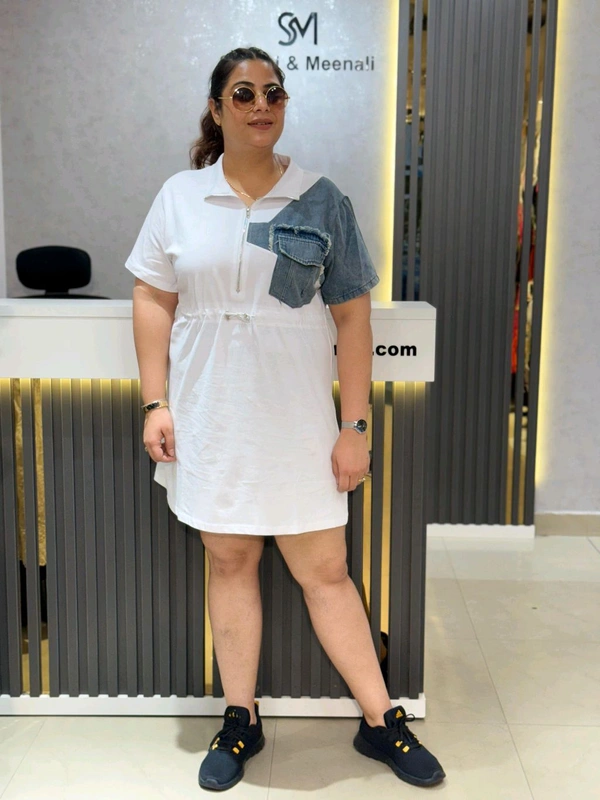 132133 Elegant Denim Dress With String