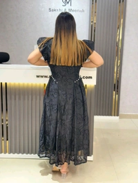 132242 Elegant Dress With Pearl And Stud Detailing