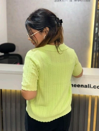 132184 Elegant Knitted 2 Pic Top With Bow Detailing