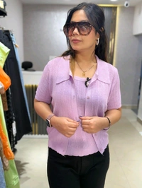 132184 Elegant Knitted 2 Pic Top With Bow Detailing