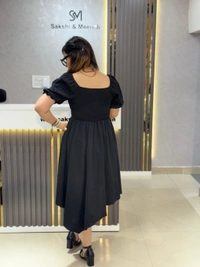 132124 Elegant Lace-Up High-Low Dress
