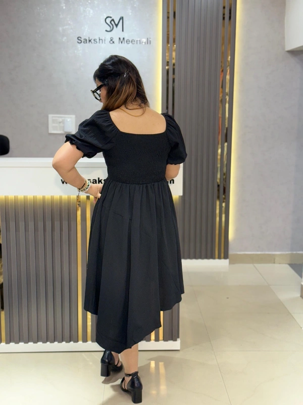 132124 Elegant Lace-Up High-Low Dress