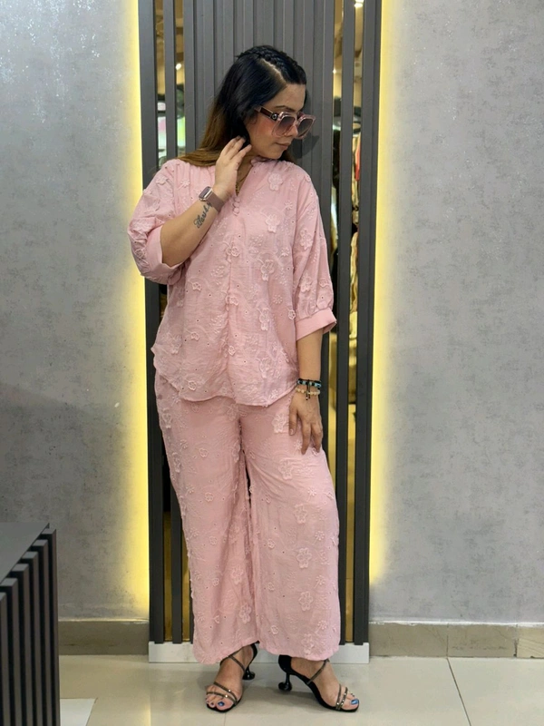 132221 Embroidered Co-ord Set with Floral Detailing