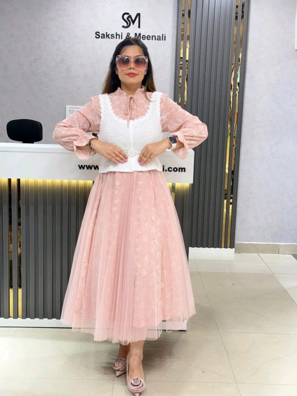 131867 Korean Dress With Crochet And Pearl Belt