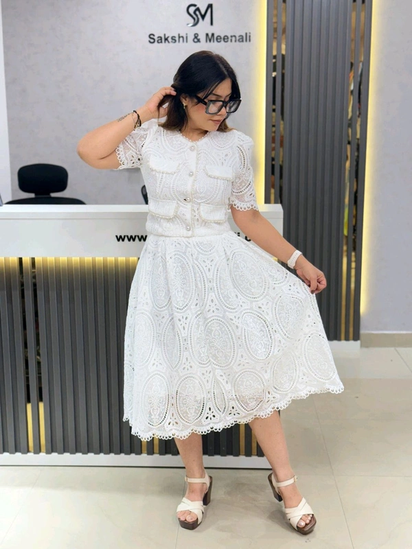 131865 Lace Dress With Pearl Detailing