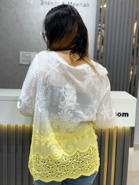 132137 Ombre Embroidered Elegance Top with Cutwork Detailing