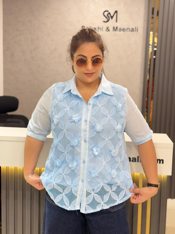 131860 Pastel Floral Lace Shirts – Lightweight & Elegant Summer Wear