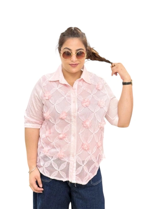 131860 Pastel Floral Lace Shirts – Lightweight & Elegant Summer Wear