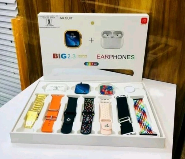 PROFITKART i20 Ultra Max 10 in 1 Earbuds Smartwatch Combo with unique Straps Smartwatch (Multicolor Strap, 49) - FREE SIZE