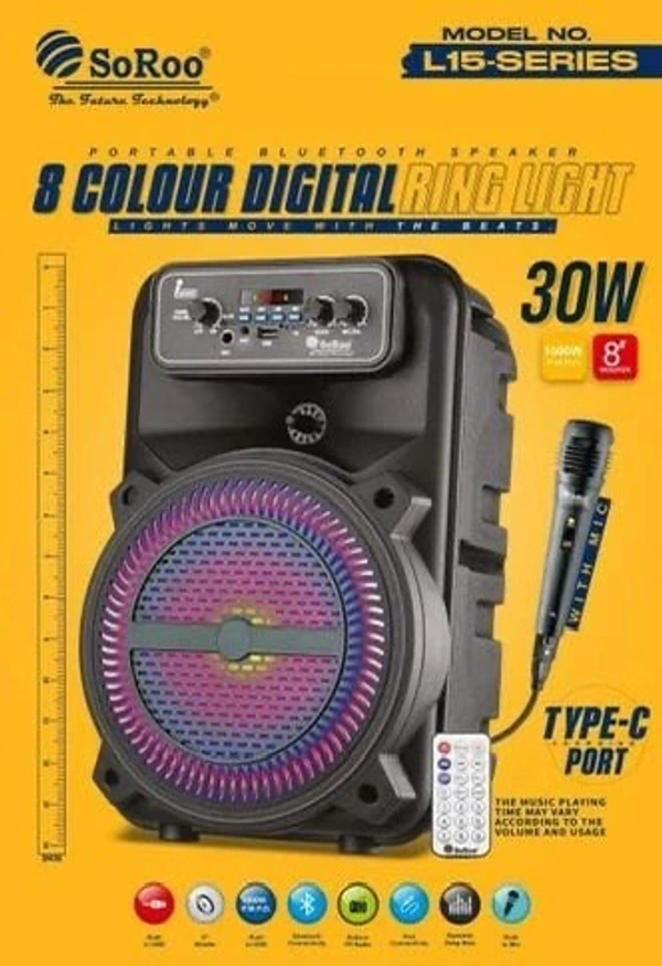 YOROTO Soroo 5.1 Wireless DJ Speakers With Wireless Mic L16 - FREE SIZE, Black