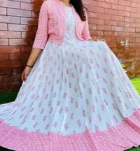 PROFITKART Anarkali Kurta And Jacket - Blue, XL