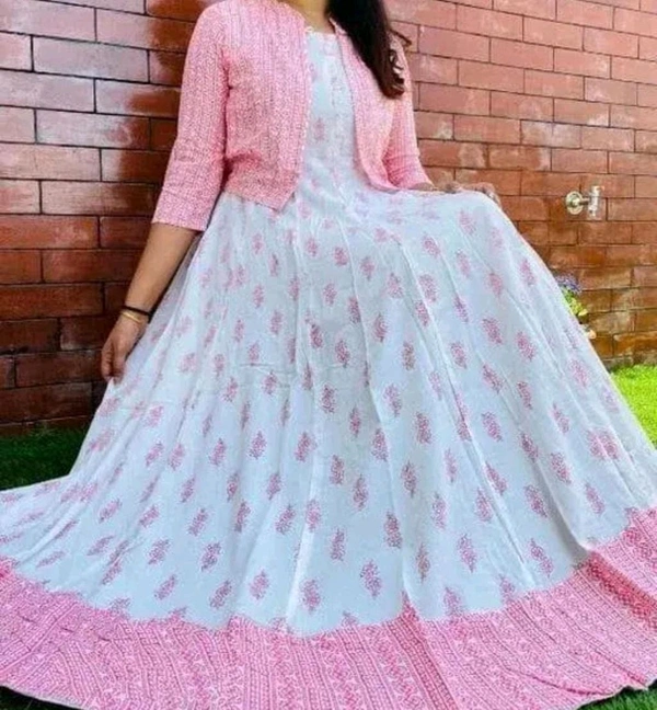 PROFITKART Anarkali Kurta And Jacket - Blue, XL