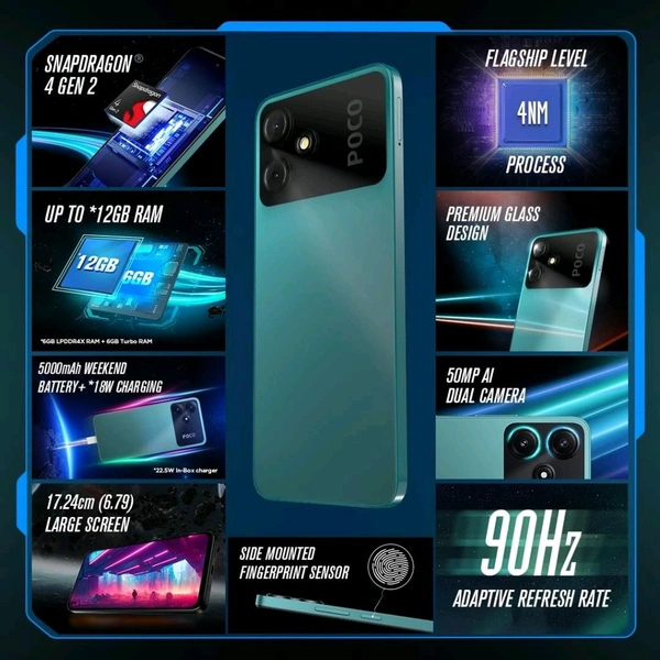 POCO Smart Phone M6 Pro 5G (128 GB) (4 GB RAM) (Power Black) - 128 GB, Black, 4 GB