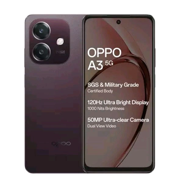 OPPO A3 5G 6GB RAM 128GB Storage | 45W Flash Charge (Nebula Red) - 128 GB, 6 GB