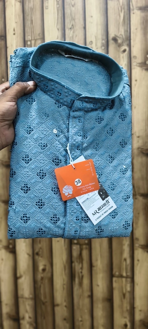 PROFITKART Men’s Viscose Rayon Celebration Kurta – Ethnic & Stylish Wear - Teal Blue, S