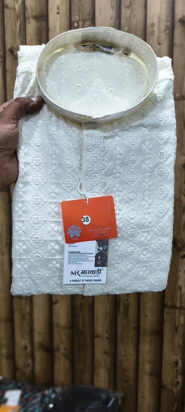 PROFITKART Men’s Viscose Rayon Heritage Kurta – Traditional & Festive Wear - White, M