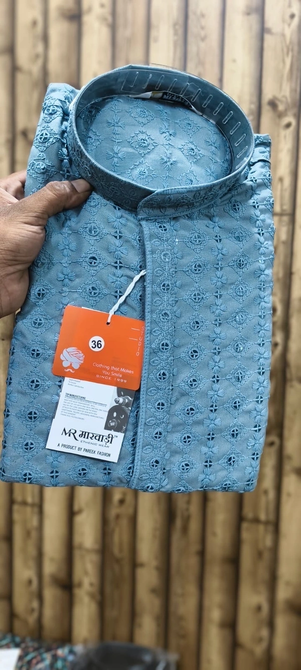 PROFITKART Men’s Viscose Rayon Party Kurta – Stylish & Comfortable Fit - Aqua Blue, L