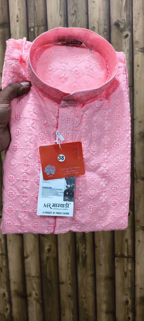 PROFITKART Men’s Viscose Rayon Regal Kurta – Festive & Party Collection - Pink, S