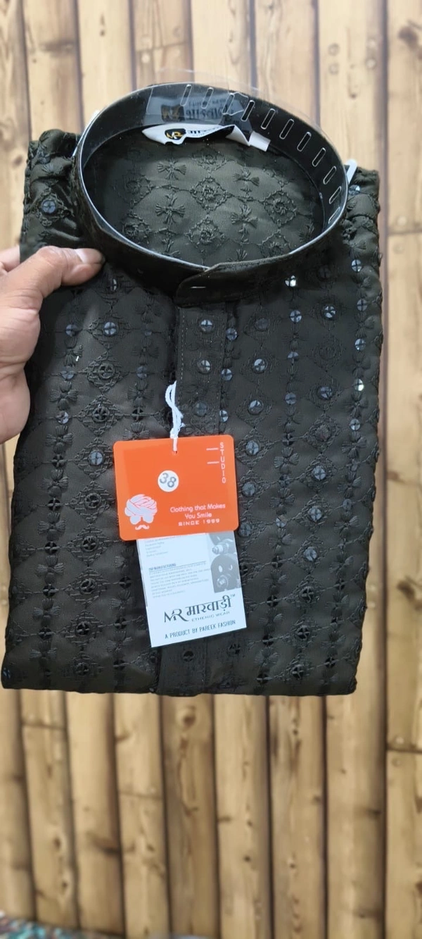 PROFITKART Men’s Viscose Rayon Timeless Kurta – Festive & Wedding Look - M, Black