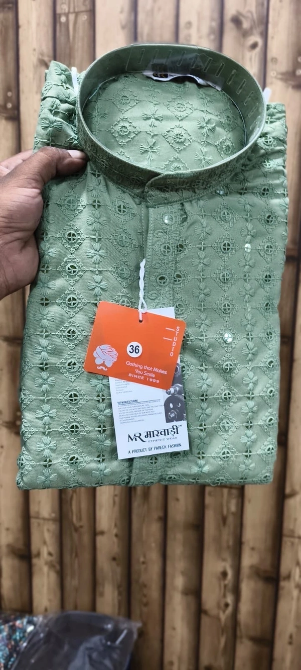 PROFITKART Men’s Viscose Rayon Festive Designer Kurta – Ethnic Collection - Pista Green, S