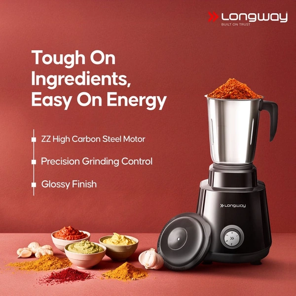 Longway Super Pro 700 - 750 Watt Juicer Mixer Grinder For Grinding, Mixing, Juicing With Powerful Motor With 2 Years Warranty