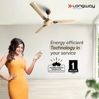 Longway Creta P2 1200 Mm/48 Inch Remote Controlled 3 Blade Anti-Dust Decorative Star Rated Ceiling Fan (Pack Of 2)