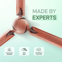 Longway Creta P1 1200 Mm/48 Inch Remote Controlled 3 Blade Anti-Dust Decorative Star Rated Ceiling Fan (Rusty Brown, Pack Of 1)