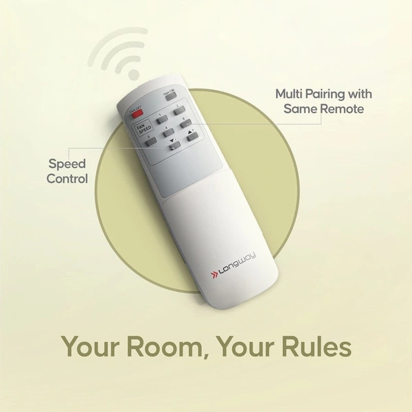 Longway Creta P1 1200 Mm/48 Inch Remote Controlled 3 Blade Anti-Dust Decorative Star Rated Ceiling Fan (Rusty Brown, Pack Of 1)