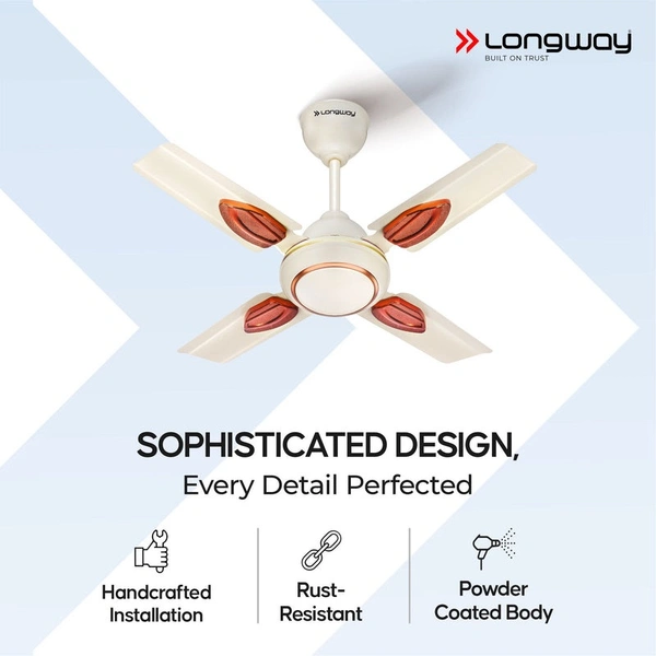 Longway Kiger P1 600 Mm/24 Inch Ultra High Speed 3 Blade Anti-Dust Decorative Star Rated Ceiling Fan (Ivory, Pack Of 1)