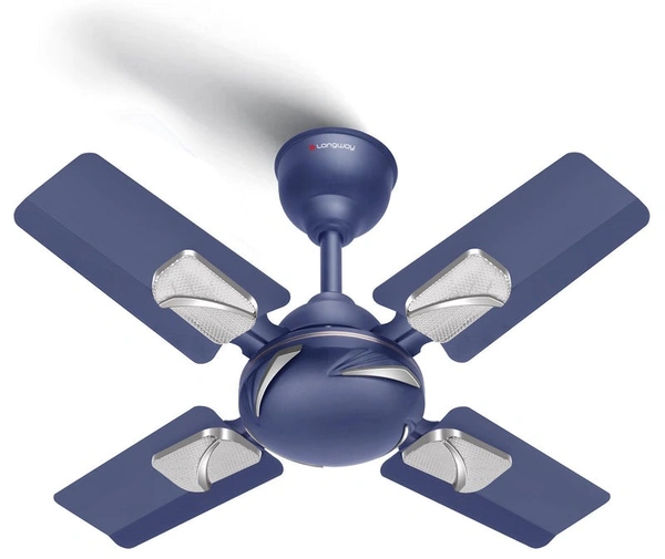 Longway Creta P1 600 Mm/24 Inch Ultra High Speed 4 Blade Anti-Dust Decorative Star Rated Ceiling Fan (Silver Blue, Pack Of 1)
