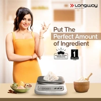 Longway LWKWS01 Multipurpose Portable Digital Kitchen Weighing Scale |Weight Machine With Back Light LCD Display |2 Year Warranty (10 Kg, Gray)