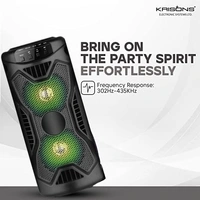 Krisons KRISONS Rockstar 4” Double Woofer 20W Multi-Media Bluetooth Party Speaker with Wired Mic for Karaoke, RGB Lights, USB, SD Card and FM Radio