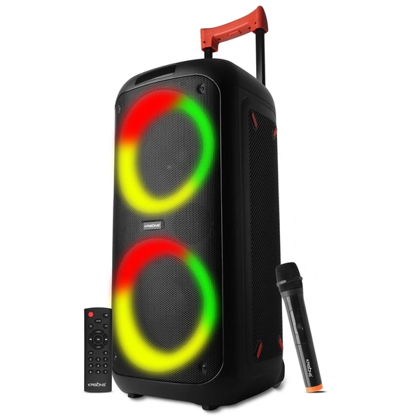 Krisons J11 Portable Bluetooth Party Speaker with LED Lights, Wireless Microphone