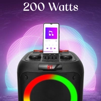 Krisons J11 Portable Bluetooth Party Speaker with LED Lights, Wireless Microphone
