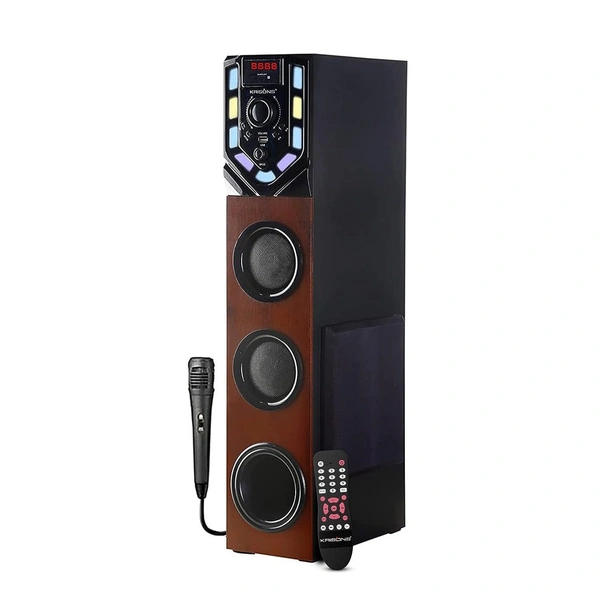 Krisons Swag Tower Home Theater with Wired Mic| Bluetooth,USB, AUX, LCD Display, Built-in FM 90 W Bluetooth Tower Home Theater