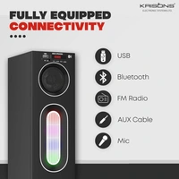 Krisons Cloudbuster Tallboy Tower Speaker, Multimedia Home Theatre, Floor Standing Speaker, RGB Lights, with Bluetooth, FM, USB, AUX Connectivity