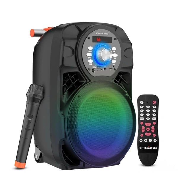 KRISONS Krisons Star 100W Bluetooth Party Speaker with Wheels, LED Display & Karaoke Control