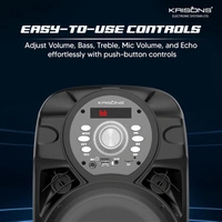 KRISONS Krisons Star 100W Bluetooth Party Speaker with Wheels, LED Display & Karaoke Control