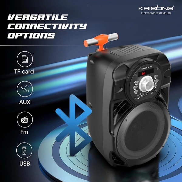 KRISONS Krisons Star 100W Bluetooth Party Speaker with Wheels, LED Display & Karaoke Control