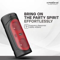 KRISONS Krisons RedStar 40W Double Woofer Bluetooth Party Speaker with Mic, RGB Lights & FM