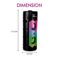 KRISONS Krisons Cylender 333 50W Bluetooth Party Tower Speaker with Double 4" Woofers, RGB Lights, FM, USB, SD & Wired Mic