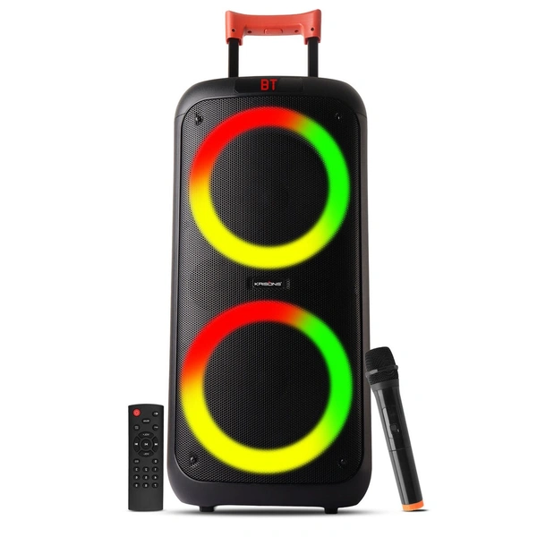 KRISONS Krisons J11 Portable Bluetooth Party Speaker with LED Lights, Wireless Microphone