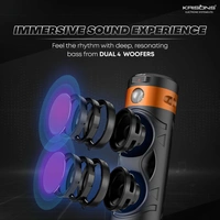 KRISONS Krisons Cylender 111 40W Portable Speaker with 4" Double Woofers,Free Wired Mic for Karaoke, in Built Torch, Remote Control with Bluetooth, FM, USB, Micro SD Card Connectivity (Orange)