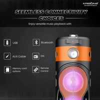 KRISONS Krisons Cylender 111 40W Portable Speaker with 4" Double Woofers,Free Wired Mic for Karaoke, in Built Torch, Remote Control with Bluetooth, FM, USB, Micro SD Card Connectivity (Orange)