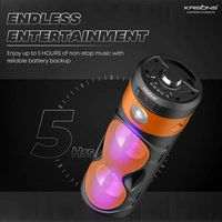 KRISONS Krisons Cylender 111 40W Portable Speaker with 4" Double Woofers,Free Wired Mic for Karaoke, in Built Torch, Remote Control with Bluetooth, FM, USB, Micro SD Card Connectivity (Orange)