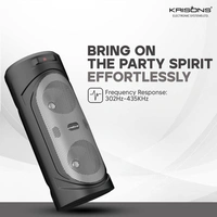 KRISONS Krisons 4" SilverStar Double Woofer 40W Multi-Media Bluetooth Party Speaker with Wired Mic for Karaoke,Digital Display, RGB Lights, USB, SD Card and FM Radio