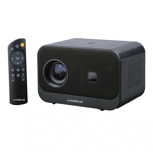 Krisons Razor-002 Smart LED Projector | 1080p HD | 8000 Lumens | Android | WiFi | Bluetooth | Built-in Speakers | 2+32GB | Netflix & Screen Mirroring ��� Black