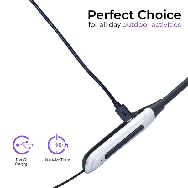 KRISONS Krisons Zytel-Doodle Neckband with 30 Hrs runtime Deep Bass Speaker Headset (Silver, in-Ear) Bluetooth Headset (Black Silver, True Wireless)