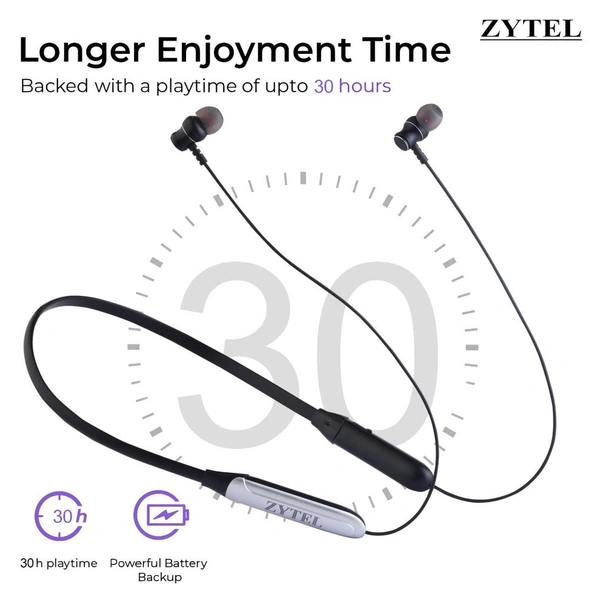 KRISONS Krisons Zytel-Doodle Neckband with 30 Hrs runtime Deep Bass Speaker Headset (Silver, in-Ear) Bluetooth Headset (Black Silver, True Wireless)